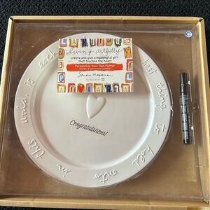 Department 56 White Ceramic Personalize Platter with Heart ❤️ Design